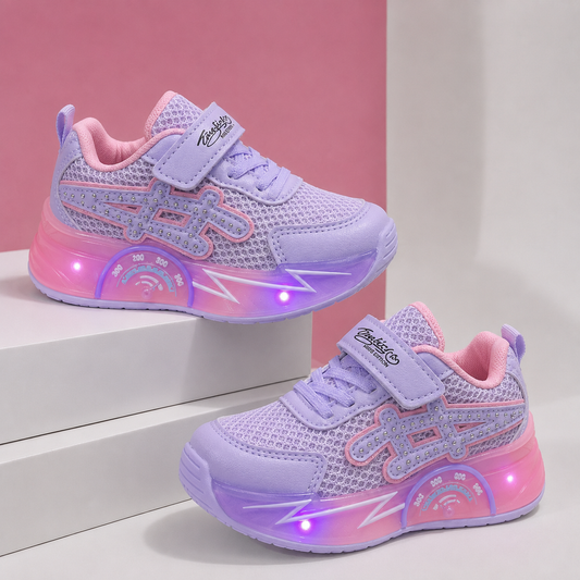 Kids’ LED Light-Up Sneakers – Breathable Mesh, Velcro Closure & Cushioned Sole