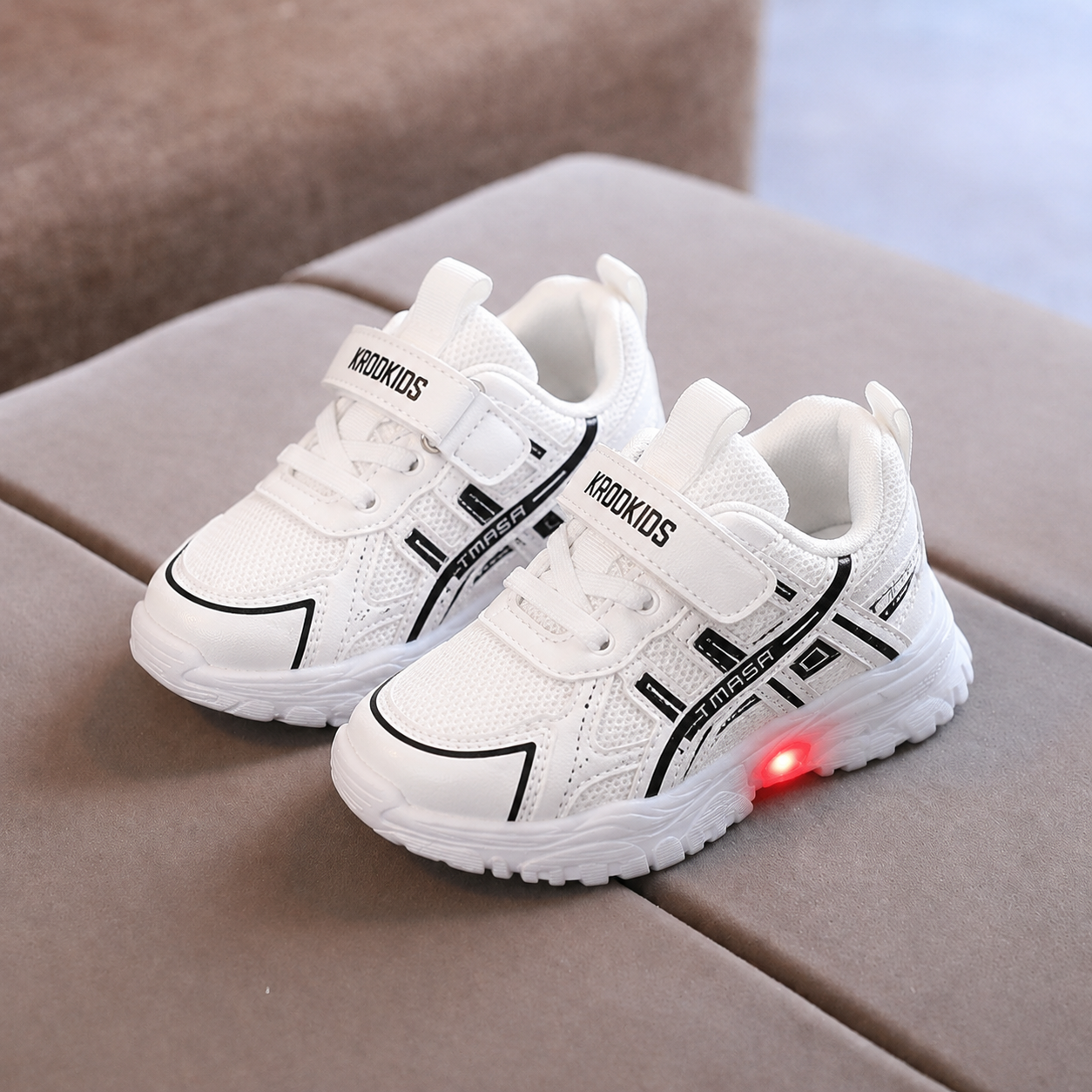 Kids LED Light-Up Sneakers – Lightweight Breathable Shoes with Velcro Closure and Anti-Slip Sole