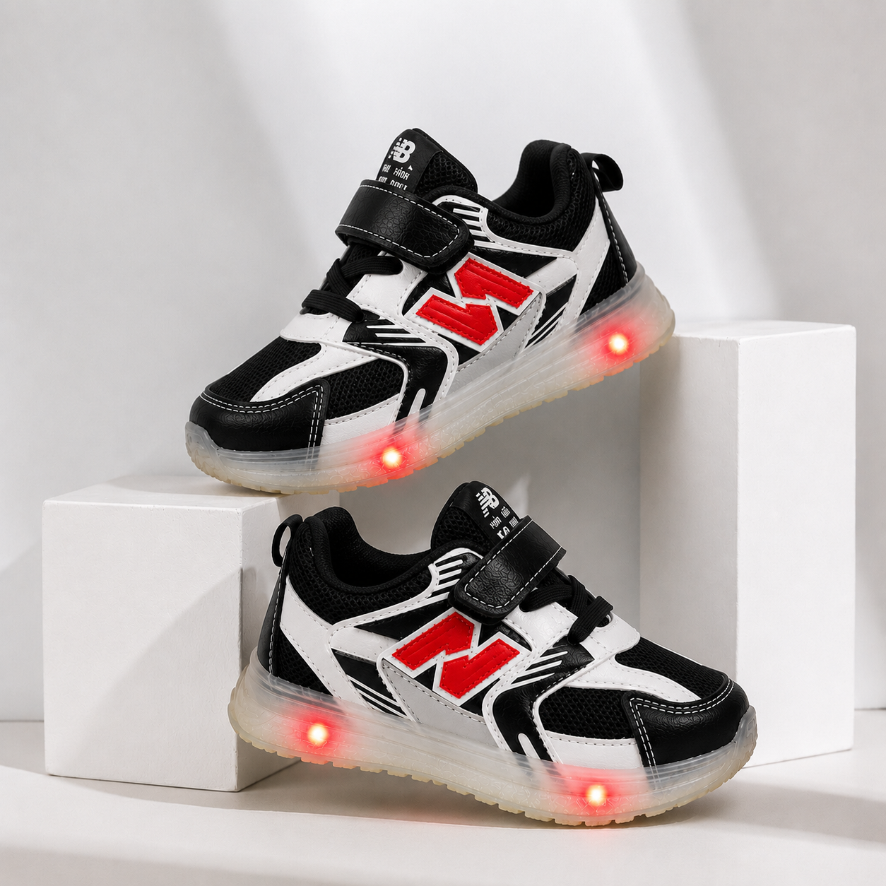 Kids’ LED Light-Up Sneakers with Adjustable Velcro Strap