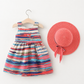 Robe d'été colorée pour fille avec un chapeau élégant et un grand nœud papillon