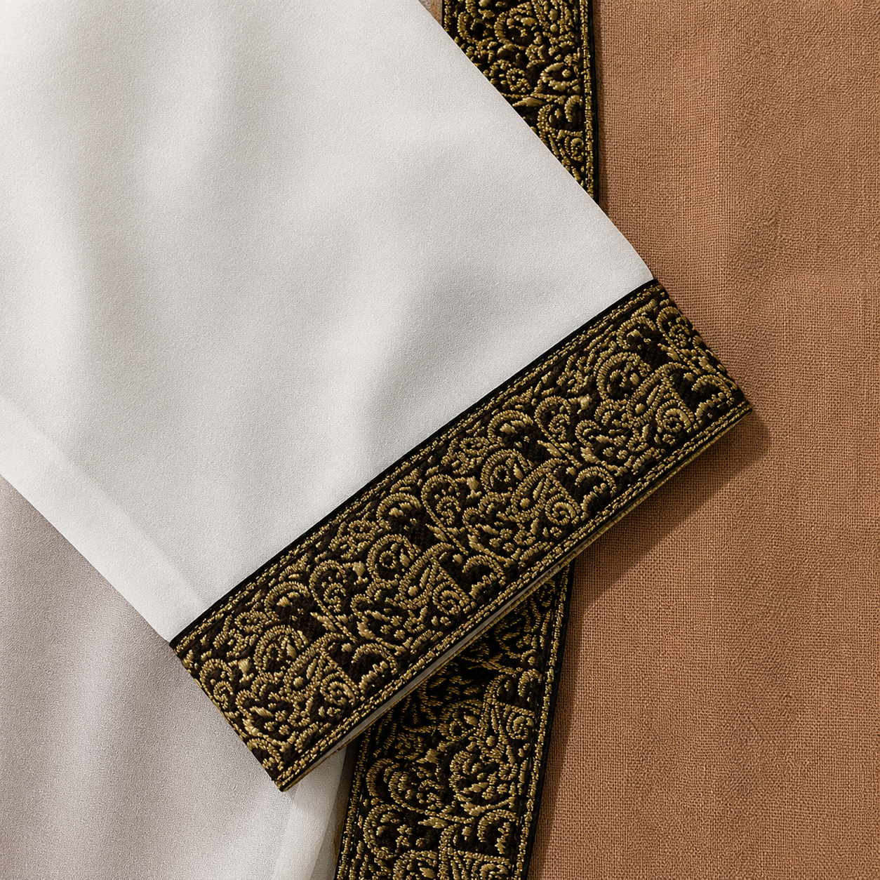 Classic Embroidered Girls Traditional Dress with Belt Detail – Ivory & Beige