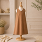 Classic Embroidered Girls Traditional Dress with Belt Detail – Ivory & Beige