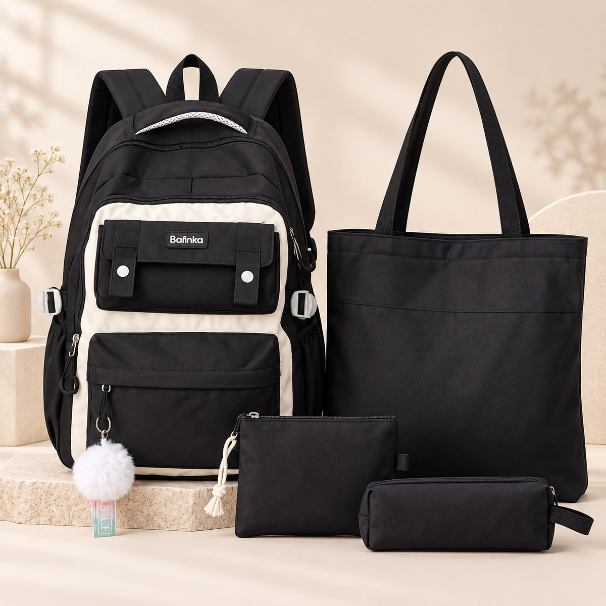 🎒 Ensemble de sac à dos d'école multifonctionnel 5 en 1 – Élégant et pratique