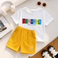 Casual Letter Printed Short Sleeve Top & Shorts Set