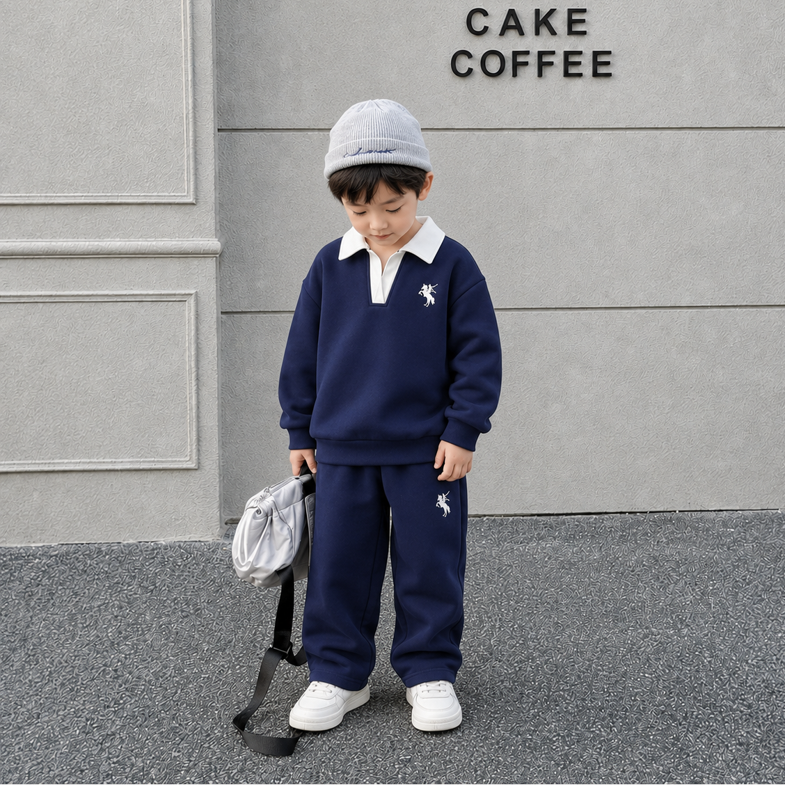 Unisex Contrast-Collar Two-Piece Casual Set – Long Sleeve Top & Matching Pants