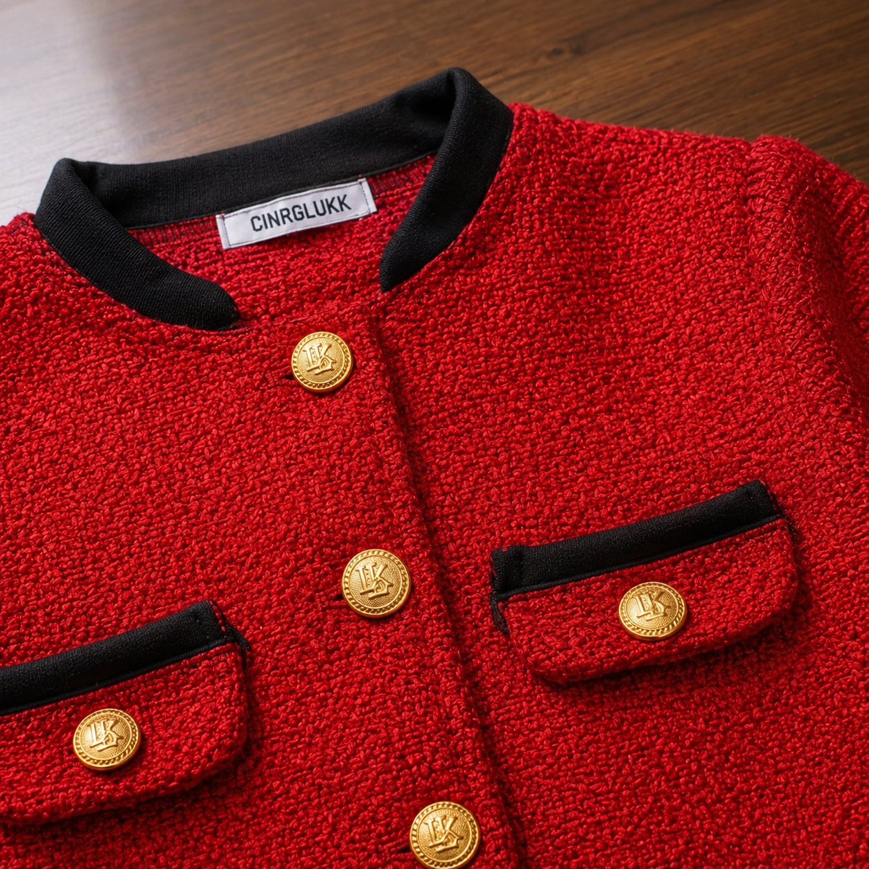 Girls Elegant Red Tweed Jacket & Skirt Set – Classic Party Wear Outfit Made with a Chanel dress