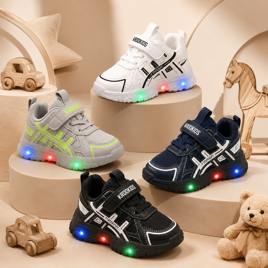 Kids LED Light-Up Sneakers – Lightweight Breathable Shoes with Velcro Closure and Anti-Slip Sole