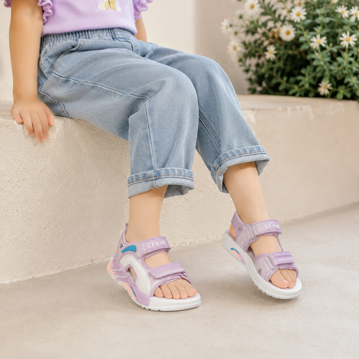 Sandales de sport unisexe pour enfants – Sandales d'été légères et ajustables pour garçons et filles
