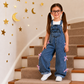 Ensemble 2 pièces salopette en jean avec t-shirt blanc et nœud pour fille
