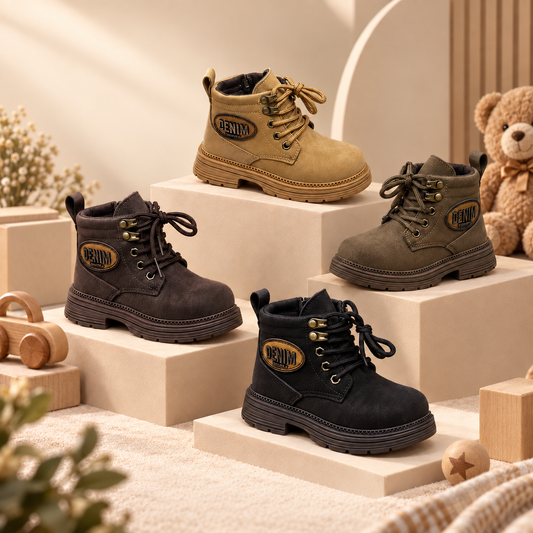 Bottines montantes élégantes pour garçons – Chaussures à lacets durables, confortables et tendance pour un usage quotidien
