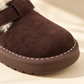 Chaussures montantes pour enfants, doublées de polaire, aspect daim, avec boucle classique et semelle épaisse pour des tenues d'automne et d'hiver ravissantes