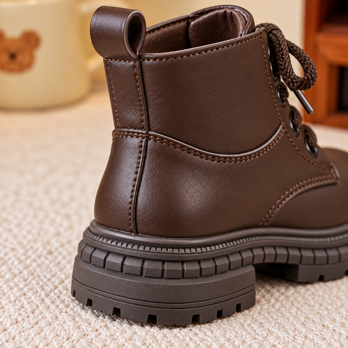 Bottines à lacets élégantes pour filles avec détails à brides scintillantes et semelles épaisses
