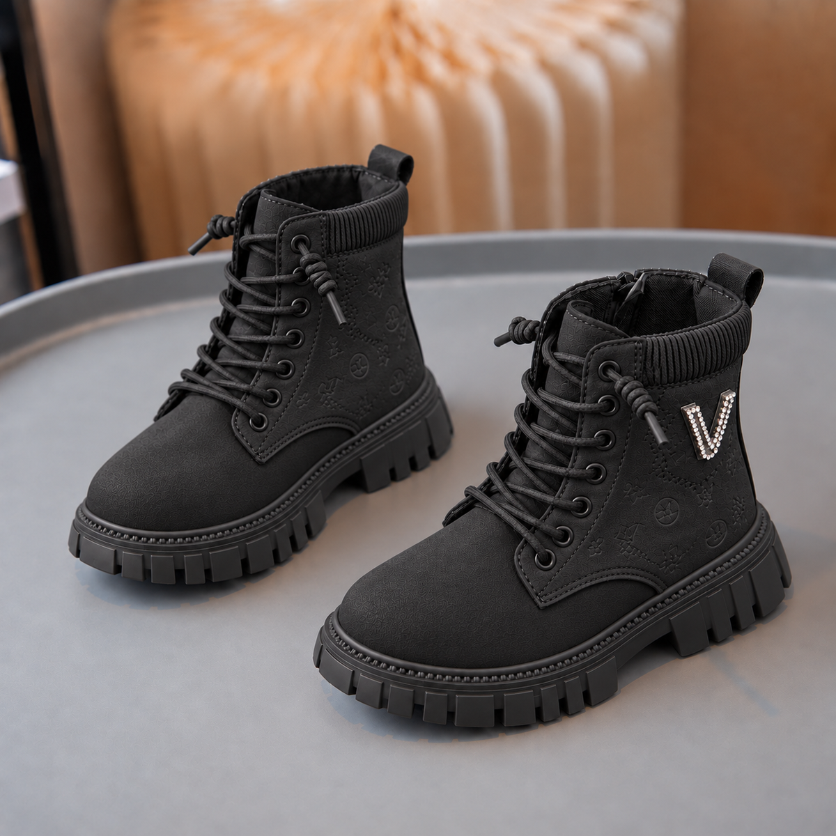 Bottes d'hiver haut de gamme pour enfants – Chaussures montantes à lacets élégantes avec ajustement confortable, semelle antidérapante durable et doublure chaude