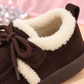 Mocassins pour enfants Little Charm avec garniture en polaire confortable, lacets à nœud et détails perlés colorés – Un style charmant pour l'automne et l'hiver