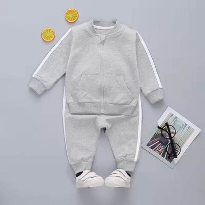 Autumn Chic: Adorable Cotton Zipper Jacket + Pants 2pcs Set for Baby Girls - Trendy Tracksuit for Your Little Fashionista! - IRRAKIDS