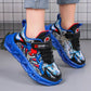 Kids' Cartoon LED Light-Up Sneakers: Red & Blue PU Leather Casual Sports Shoes - Sizes 21-35 - IRRAKIDS