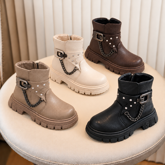 Bottes cheville à boucle et à chaîne pour filles