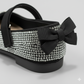 Girls Sparkly Mary Jane Flats with Bow – Elegant Rhinestone Party Shoes