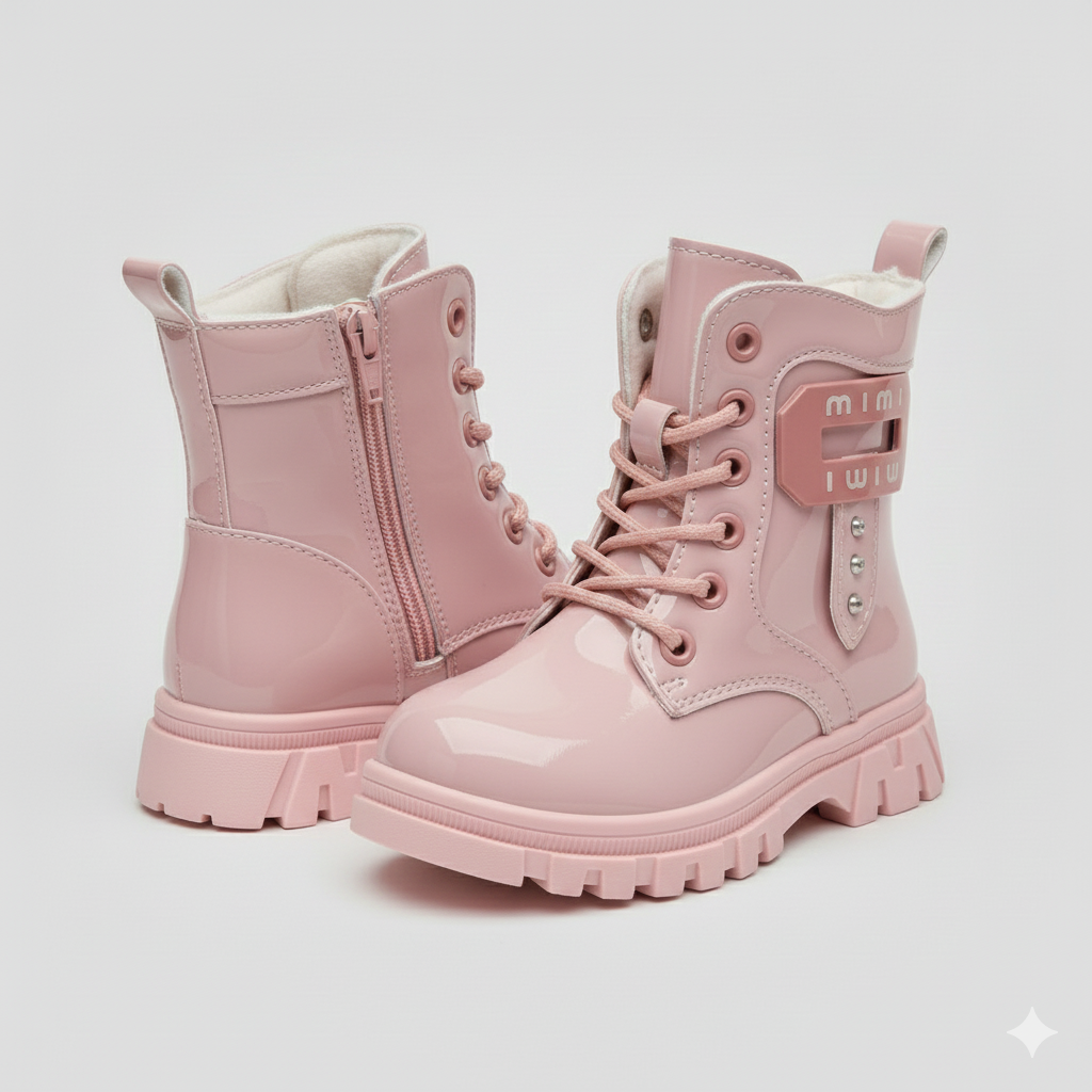 أحذية أنيقة لامعة للبنات، أحذية شتوية دافئة ومريحة للأطفال