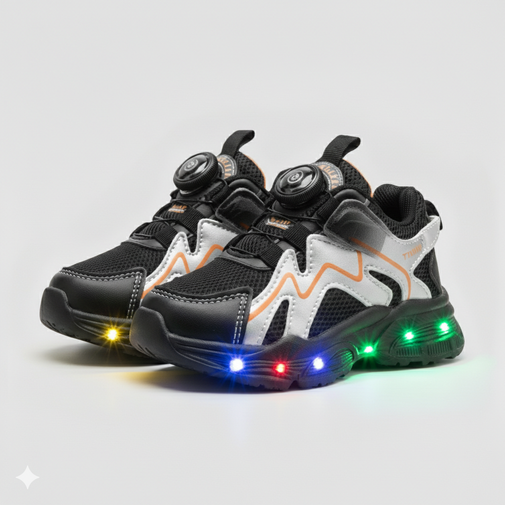 أحذية رياضية مضيئة للأطفال مع إغلاق بقرص دوار - راحة وأناقة بإضاءة