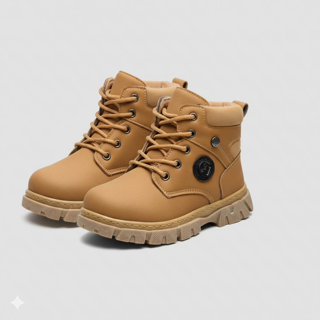 أحذية الكاحل المبطنة بالقطيفة للأولاد - أصابع دافئة، قبضة سميكة