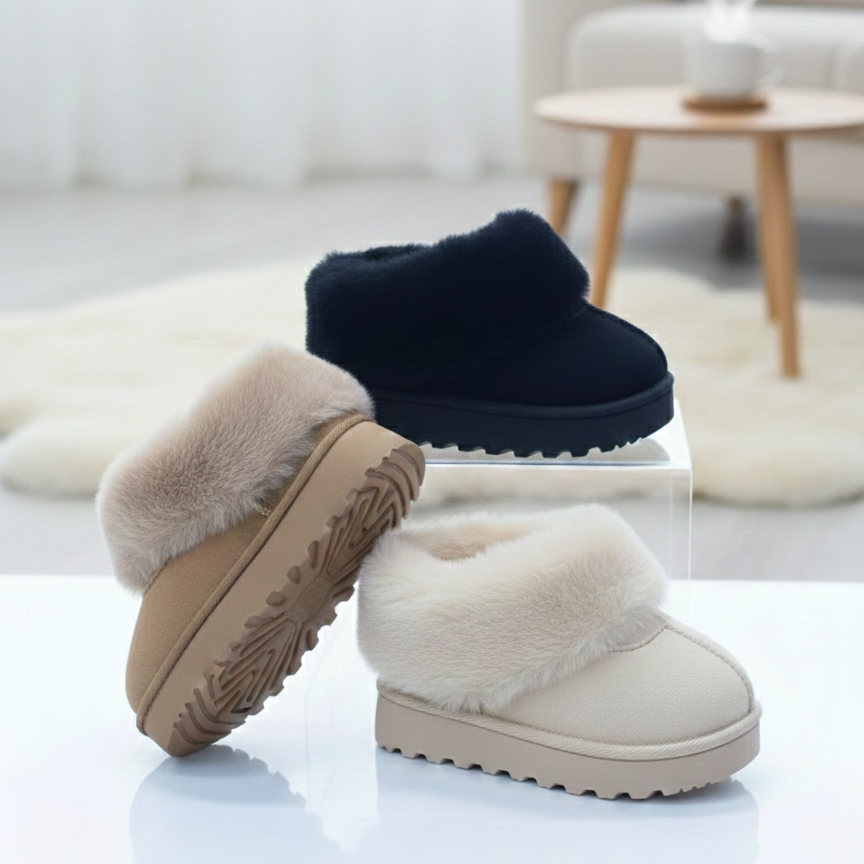 Girls Faux Fur Winter Boots – Warm, Soft & Anti-Slip Cozy Shoes