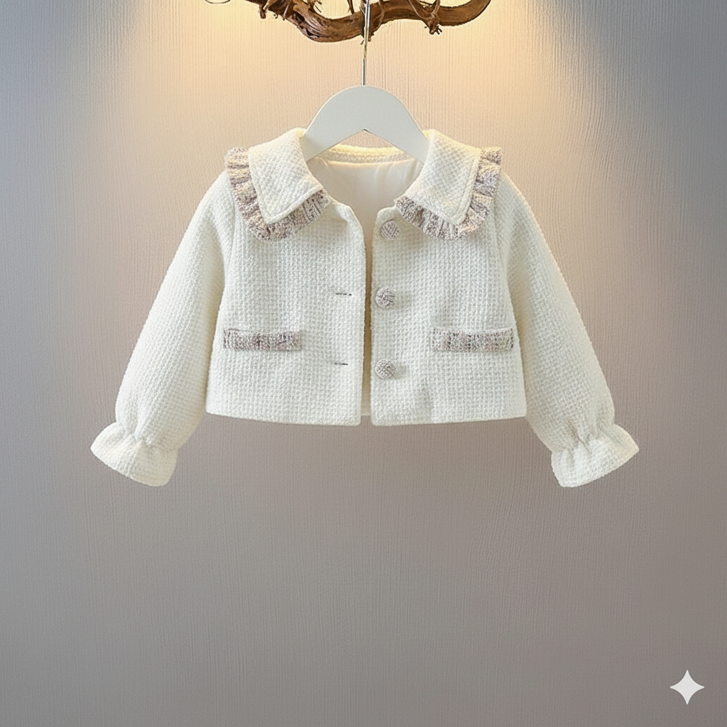 🌸 طقم شتوي أنيق للبنات – معطف ناعم، فستان ، وحقيبة صغيرة 🌸