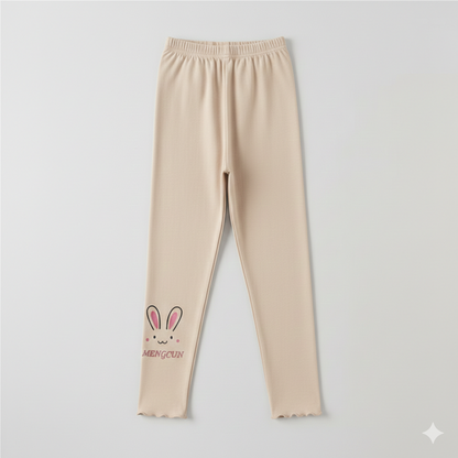 Leggings pour filles à imprimé lapin mignon – Pantalon en coton doux et extensible