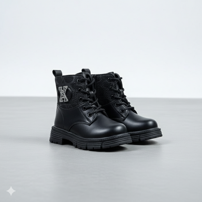 Girls’ Lace-Up Ankle Boots—Lug Grip for Safer Steps