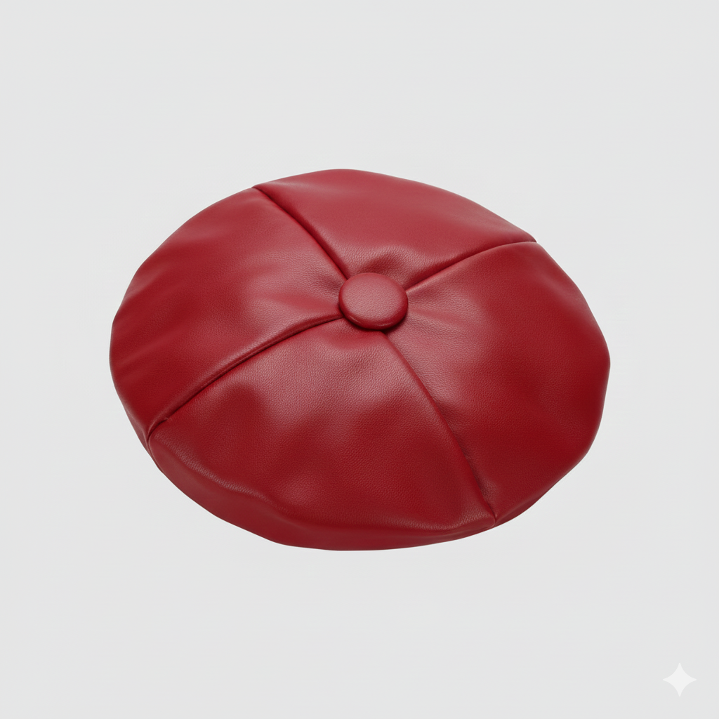 طقم ملابس شتوية أنيقة للبنات - سترة من الفرو الصناعي، وبلوزة بأكمام منفوخة، وتنورة مطوية، وقبعة بيريه متناسقة