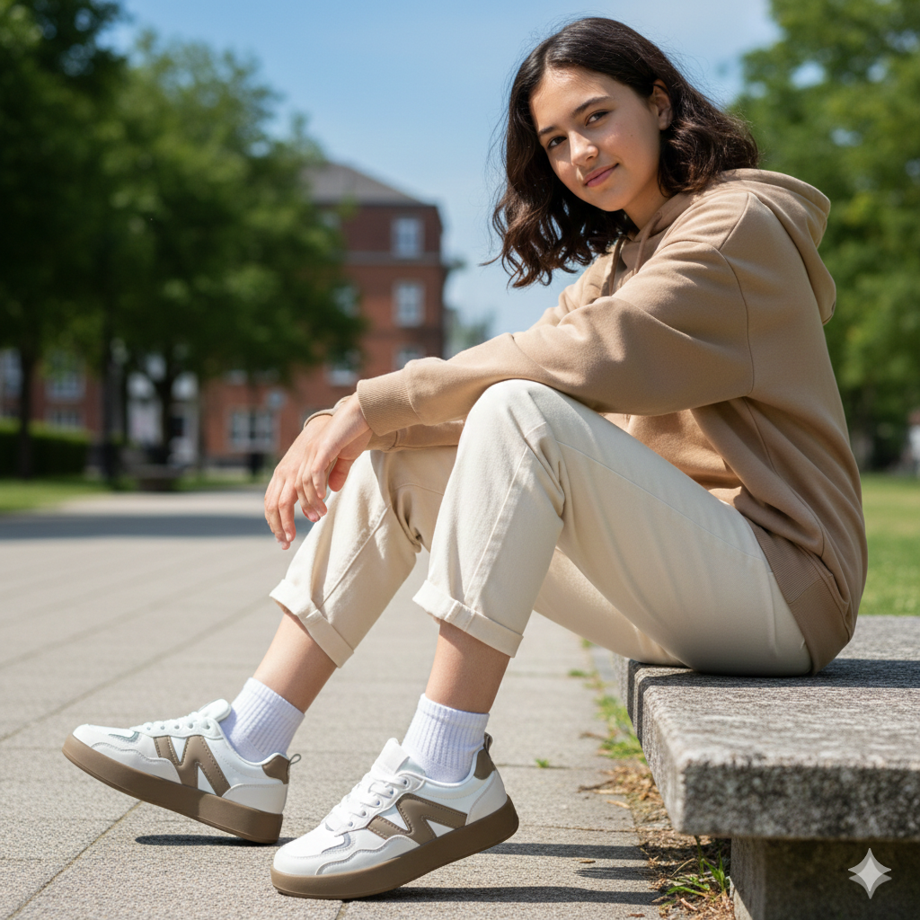 Kids Classic Low-Top Sneakers – Lace-Up & Velcro Strap | Durable Everyday Shoes