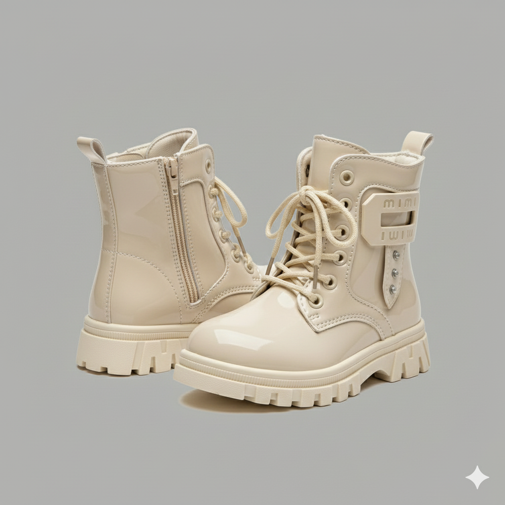 أحذية أنيقة لامعة للبنات، أحذية شتوية دافئة ومريحة للأطفال