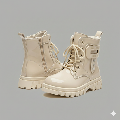 « Bottes vernies brillantes et élégantes pour filles, bottes d'hiver chaudes et confortables pour enfants »