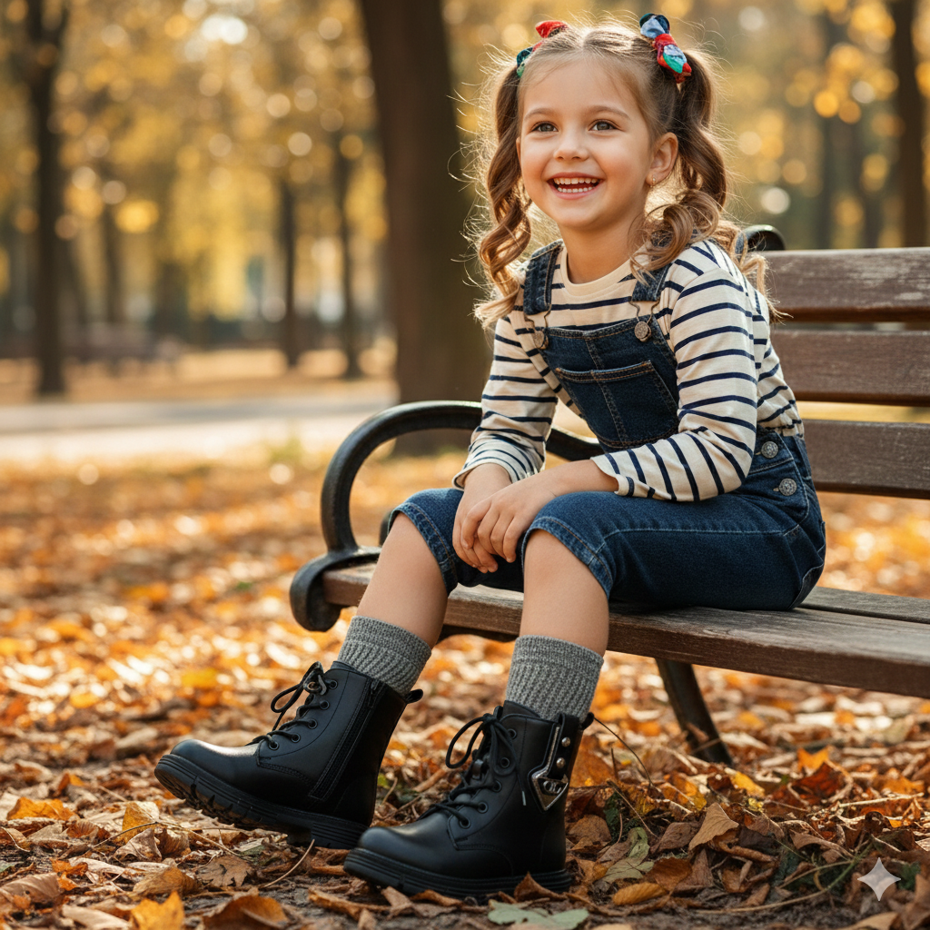 Bottines à lacets élégantes pour filles avec semelle antidérapante