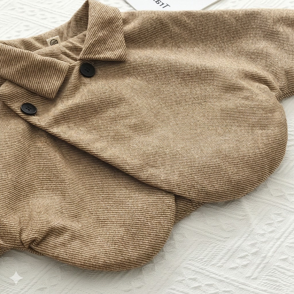 طقم من قطعتين للفتيات من معطف تويد كاجوال  وتنورة مطوية بتصميم كلاسيكي لفصل الخريف والشتاء