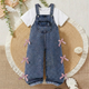 Ensemble 2 pièces salopette en jean avec t-shirt blanc et nœud pour fille