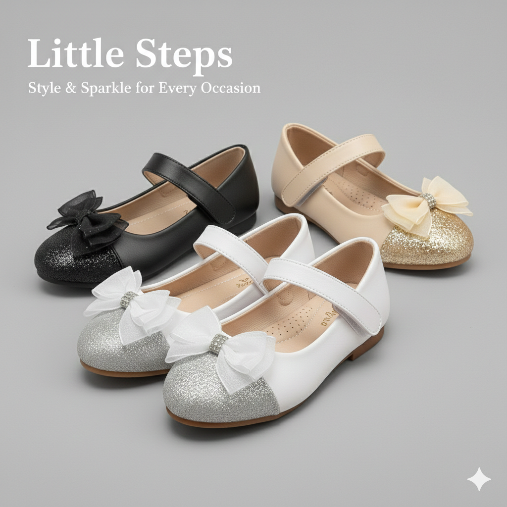 🌸 Chaussures Mary Jane élégantes à paillettes et nœud pour filles – Ballerines de fête et d'occasion spéciale