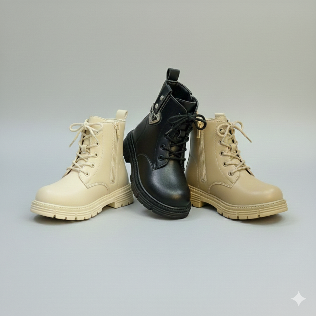 Bottines à lacets élégantes pour filles avec semelle antidérapante