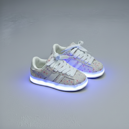 Girls Light-Up Glitter Sneakers – Cute Bow Design, Comfortable & Stylish ✨