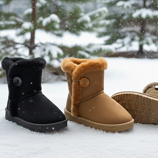 Bottes d'hiver pour filles, bottines chaudes en fausse fourrure, en daim doux avec semelle antidérapante, chaussures décontractées et mignonnes pour enfants