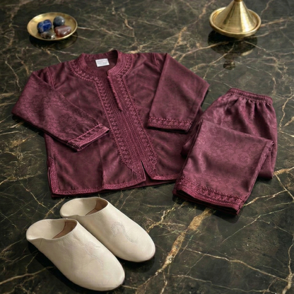 Ensemble 3 pièces Royal Jabador par irrakids | Tenue marocaine haut de gamme et babouches en cuir