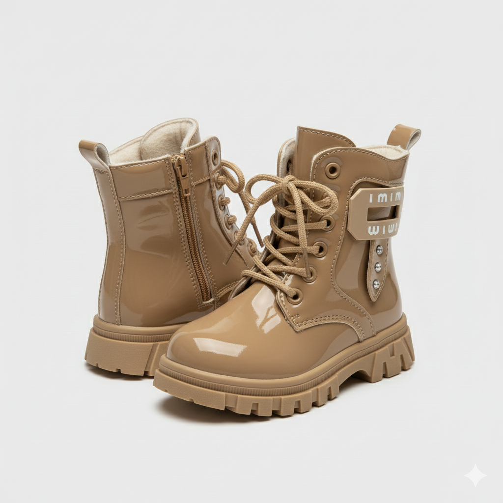 أحذية أنيقة لامعة للبنات، أحذية شتوية دافئة ومريحة للأطفال