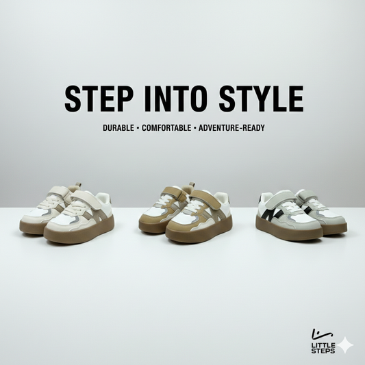 أحذية رياضية كلاسيكية للأطفال منخفضة الرقبة - برباط وشريط لاصق | أحذية يومية متينة