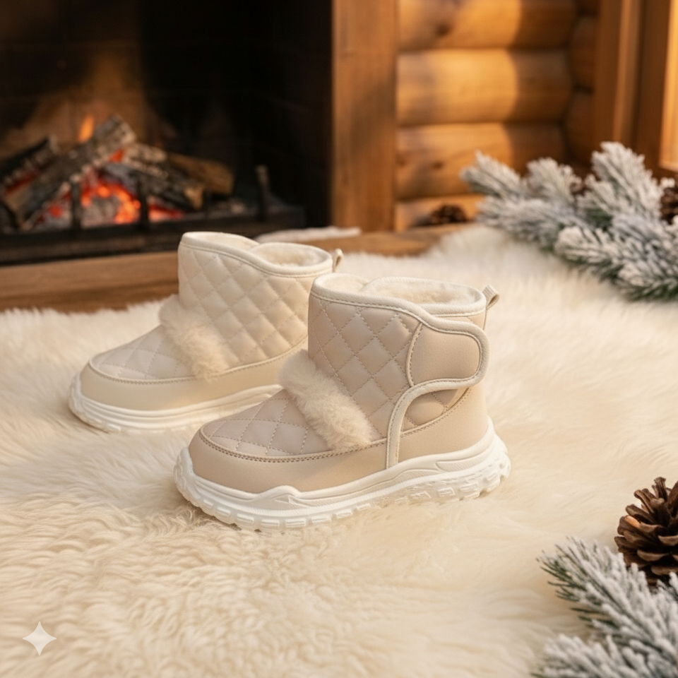Toddler Kids Winter Snow Boots – Warm Faux Fur Lined Ankle Booties with Quilted Upper, Water-Resistant Outdoor Shoes with Anti-Slip Soft Sole for Girls & Boys