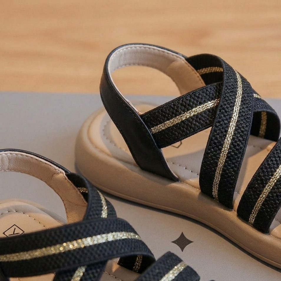 صندل مريح متعدد الأشرطة للفتيات - حذاء صيفي كاجوال خفيف الوزن