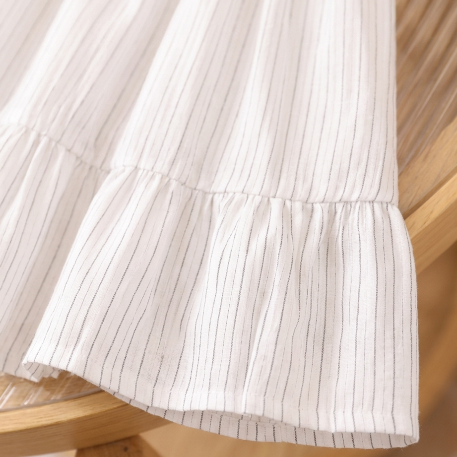 2026 New girls Summer Outfit Set Striped Cotton Shirt Shorts & Dress Soft Breathable Clothes for Girls