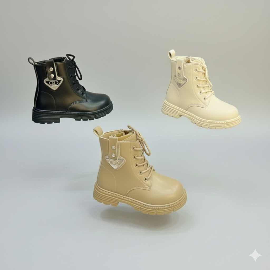 Bottines à lacets élégantes pour filles avec semelle antidérapante