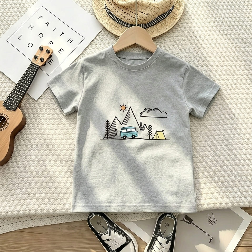 Ensemble tenue d'été pour enfants Chemise à rayures en coton et short Vêtements doux et respirants pour garçons 