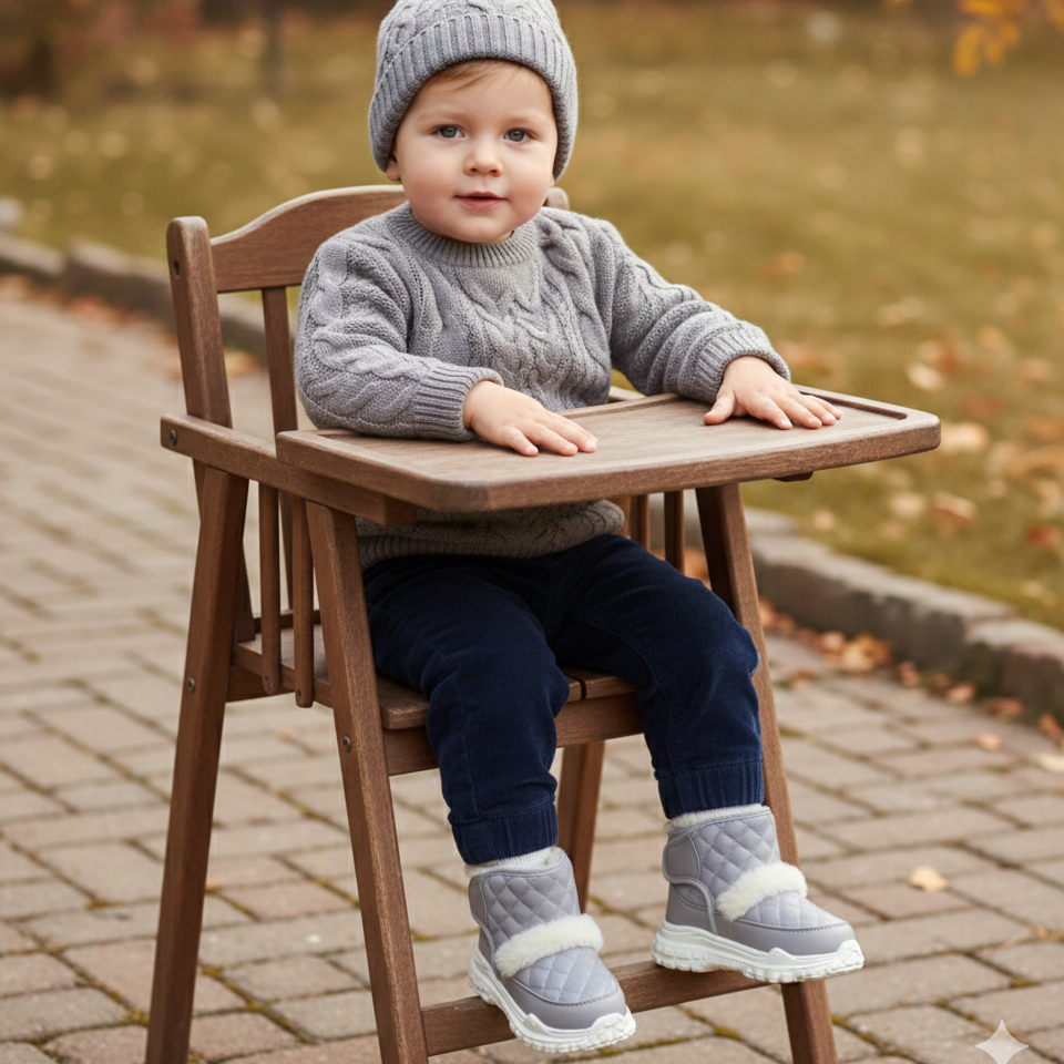 Toddler Kids Winter Snow Boots – Warm Faux Fur Lined Ankle Booties with Quilted Upper, Water-Resistant Outdoor Shoes with Anti-Slip Soft Sole for Girls & Boys