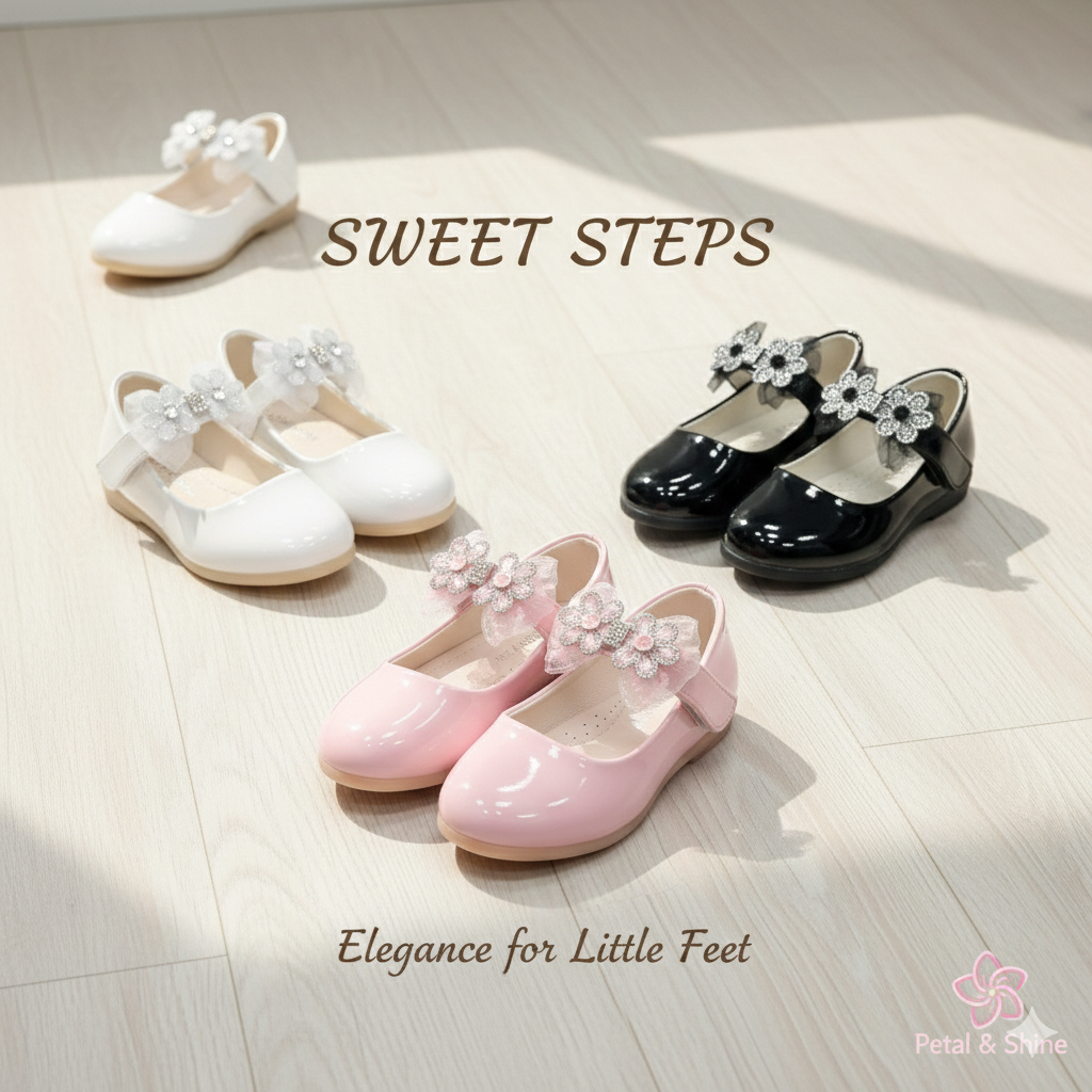 🌸 Princess Bloom Girls Dress Shoes